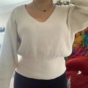 free people ivory v neck tunic sweater